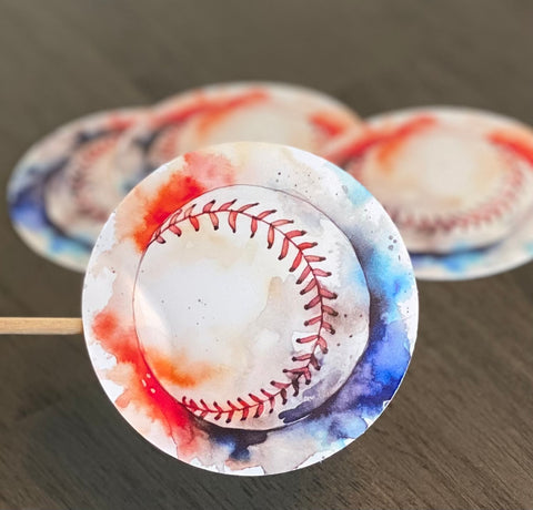 Watercolor Baseball Die Cut Stickers