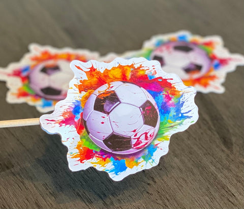 Watercolor Soccer Ball Die Cut Stickers