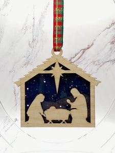 Starry Nativity Ornament - Square