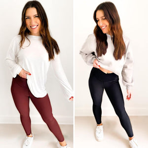 Molly Max Sculpt Diagonal Ribbed Leggings In Two Colors