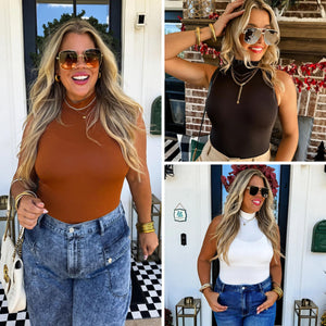 PREORDER: Baylee Mock Neck Bodysuit in Three Colors