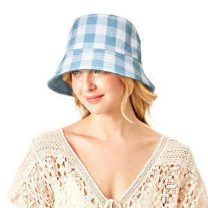 Checkered Reversible Bucket Hat (Blue)