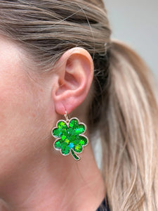 PREORDER: Confetti Glitter Clover Dangle Earrings