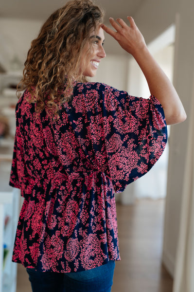 Dearest Dreamer Peplum Top in Pink Paisley