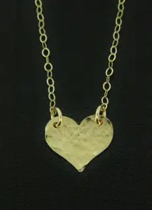 Gold Tiny Hammered Heart Necklace