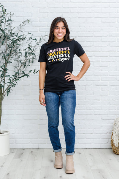 Grateful Heart Graphic T-Shirt In Black