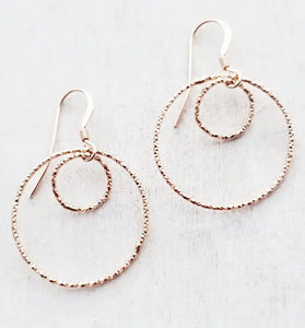 Rose Gold Double Circle Earrings