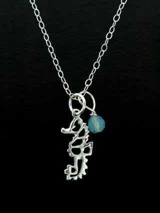 Silver Seahorse Open Work Necklace