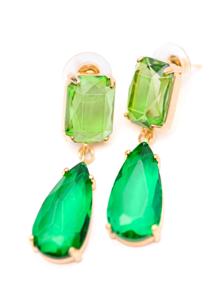 Sparkly Spirit Drop Crystal Earrings in Green