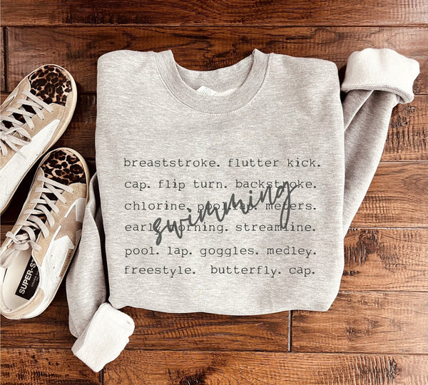 PREORDER: Swimming Words Sweatshirt in Two Colors