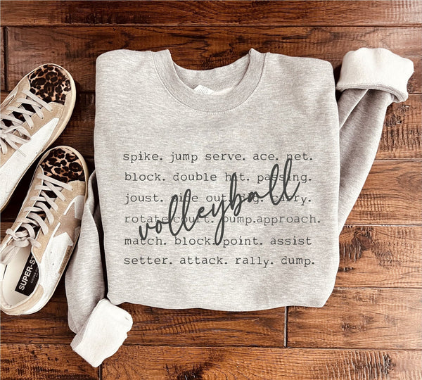 Volleyball Words Sweatshirt in Two Colors